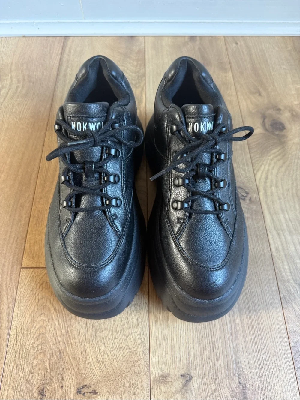 Nokwol Black Chunky Platform Sneakers Scripter Shoes Women’s Size 10